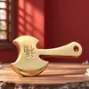 Pieza de Mango de Hacha Fu de Latón Personalizada Metal Hacha Puede Grabar LOGOTIPO Estilo Chino Souvenir Admite Personalización por Dibujo o Muestra