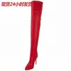Botas Altas de Mujer Estilo Nuevo Otoño e Invierno Transfronterizas, Punta Fina Sexy, Cierre Trasero, Tacón de Aguja Alto, Botas Altas Hasta la Rodilla de Color Sólido