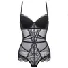 Body Sexy estilo Francês para Mulheres da Amazon Cross-Border, Macacão Sexy Sedutor Transparente de Renda com Efeito Push-Up Justo