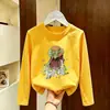 Camiseta de Manga Larga para Niñas, Nuevo Estilo Coreano Otoño 2026, Camiseta Básica Casual para Niños Mayores, Top de Cuello Redondo para Niños, Ropa de Otoño