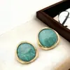 Pendientes Europeos y Americanos de Aguja de Plata Color Oro Real Conservante, Pendientes de Resina Manchada de Vidrio Gelatina de Lava, Pendientes Maillard Otoño e Invierno