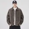Chaqueta de Piel Sintética con Cuello de Solapa para Hombre, Tendencia Juvenil de Otoño, Estilo Biker Callejero, Chaqueta Casual Holgada Fresca y Versátil