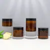 Botella de Plástico Marrón de Boca Ancha 50-500g Tarro para Crema Cosmética de Mascotas 250ml Tarro Dispensador para Crema de Ojos y Crema Facial