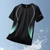 Nova Camiseta Esportiva e de Lazer de Seda de Gelo de Manga Curta para Homens, Secagem Rápida, Sensação Gelada, Elástica, Respirável, Solta, Adolescentes