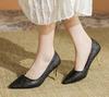 Saltos Altos Estilo Francês para Mulheres, Salto Agulha, Novidade Outono 2025 Bico Fino, Estilo Chinês, Sapatos de Salto Baixo Bonitos e Confortáveis