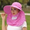 Chapéu de sol feminino de verão proteção solar aba larga chapéu xale máscara proteção facial em rede chapéu para colher chá chapéu respirável para ciclismo proteção solar