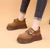 Sapatos Plataforma Retro Tendência Estilo Birkenstock, Botas de Neve Aumentadoras de Altura para Mulheres, Novos Sapatos de Couro da Moda Bico Redondo Primavera/Verão 2026