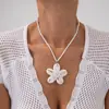Colar Pingente Flor de Concha Estilo Praia Oceano Férias Transfronteiriço Europeu e Americano Colar de Contas de Arroz Bohemian para Mulheres