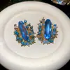 Pendientes de gota con incrustaciones de diamantes transfronterizos europeos y americanos, pendientes de lujo de alta gama, accesorios para orejas de moda de nicho, venta al por mayor desde fabricante de Yiwu