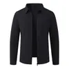 Chaqueta Cárdigan de Cremallera Sin Costuras Versátil Más Vendida para Hombre, Color Sólido Cuello Solapa Abrigo Casual Versátil para Hombre