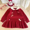Vestido Navideño para Niña para Otoño e Invierno, Vestido de Princesa Tejido para Niños, Atuendo de Invierno para Fiesta de Primer Cumpleaños de Bebé de Un Año