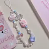 Funda de Teléfono Adorable con Cuentas Cadena para Colgar Cordón Rosa Accesorio de Ins Cámara Ccd Chica Nueva Tendencia
