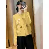Cardigan de Tricô com Bordado Floral Retrô Francês Feito à Mão, Macio e Suave, com Ombros Caídos e Gola Redonda, Novo para Outono/Inverno de 2026