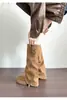 Botas de cano alto, em camurça, com solado grosso, emagrecedoras, novo estilo outono/inverno, botas de cano alto, calças de perna larga, botas da moda para mulheres, coleção 2026