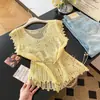 Blusa Top de Tricô Vazado Estilo Resort Verão Novo Estilo, Única e Bonita com Cinto, Novo Estilo de Verão para Mulheres