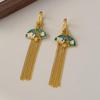 Novos brincos de borla chineses estilo étnico colorido brincos de leque dobráveis de alta qualidade de luxo leve simples médio antigo brincos de esmalte para mulheres