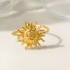 Venda Direta da Fábrica Moda Europeia e Americana Anel de Aço Inoxidável Dourado Luxo Acessível para Mulheres Anel de Sol Galvanizado de Alta Qualidade Ouro 18K