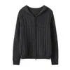 Cárdigan de Cachemir con Cremallera y Capucha 2026 Otoño/Invierno Nuevo para Mujer Camisa Base de Punto Trenzado Elegante Holgado Adelgazante Abrigo