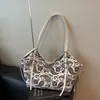 2025 Nuevo Bolso Cubo de Moda Senmeng Estilo Casual Perezoso Bolso de Hombro Único Versión Coreana Estampado de Leopardo Bolso Retro de Axila