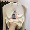 Camiseta térmica infantil de fleece dupla face, novo estilo outono/inverno, camada interna quente e macia para meninas, gola semimangata, top autotérmico