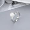 Anillo de Corona de Perlas de Plata S925 Estilo Coreano Transfronterizo Ajustable Simple Micro-incrustado Zirconio Anillo DIY Soporte Vacío Joyería