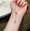 Prata Beifu Felicidade Dupla Prata Pura S925 Jacinto d'Água Azul Natural Totalmente Cravejado com Diamantes Novo Estilo Chinês Clavícula Presente para Melhor Amiga