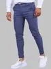 Pantalones de Moda Juvenil para Hombre Estilo Callejero Europeo y Americano Color Sólido Sarja Ajustados Elásticos Skinny