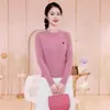 Suéter Melard Estilo Coreano para Otoño e Invierno, Top de Punto Trenzado Bordado de Cuello Redondo y Manga Larga, Diseño Sencillo, Favorecedor y Moderno