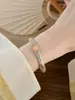 Pulsera Abierta Esmaltada Hueca Pintada en Oro de Flor de Peral y Begonia para Mujer, Chapada en Plata Pura, No se Desvanece, Diseño Exagerado, Mayoreo