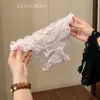 Pêssego Doce e Desejoso~Calcinha Fio Dental de Renda Transparente Sexy com Laço Doce para Mulheres 2026 Nova de Cintura Baixa Verão