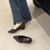 Zapatos de tacón grueso con estampado de leopardo, estilo retro coreano, de punta fina y escotados, para mujer, nueva moda otoño/invierno 2026, para ir al trabajo