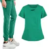 Traje de Mano de Cepillo de Amoníaco de Poliéster para Hospital Europeo y Americano Diseño de Ropa para Lavar a Mano Ropa de Trabajo de Manga Corta para Doctor Ropa para Spa de Belleza Traje Dividido