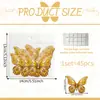 Adesivos Decorativos Borboleta 3D Roxo Fantasia Dourada para Vitrine Parede de Fundo Decoração de Quarto de Casa Pacote com 50 Adesivos de Parede