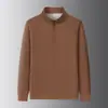 Sudadera de hombre con media cremallera y cuello alto, nueva de primavera 2024 estilo coreano, cálida, casual, color liso, top pullover moderno
