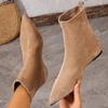 Botas Curtas para Mulheres, Botas da Moda, Botas Slim, Estilo Coreano Outono e Inverno Bico Fino Versátil com Salto Grosso da Moda com Aumento Interno