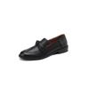 Sapatos femininos plus size 40 ~ Mocassins britânicos de couro bovino com bico redondo e superfície macia, novos sapatos de salto baixo com laço e salto grosso para outono