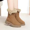 Otoño Invierno 2026 Nuevo Moda Casual de Comercio Exterior Botas de Nieve para Mujer Piel y Piel Integradas Versátiles Zapatos de Algodón Transfronterizo