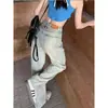 Calças Jeans Longas Vintage Lavadas Novas de Primavera para Mulheres Cintura Alta Soltas Modeladoras Perna Reta Perna Larga