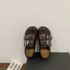 Zapatos de vestir de dos vías versátiles con plataforma interior 2026, estilo preppy con hebilla, zapatos de cuero pequeños estilo británico de otoño para mujer, con suela gruesa