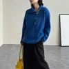 Novo suéter de gola alta com zíper parcial para outono e inverno, importado, pulôver de tricô folgado e grosso em estilo casual europeu e americano