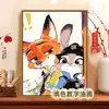 Zootopia Pintura al Óleo Digital DIY Colorear Personaje de Película Animada Judy Nick Pintura Decorativa Acrílica Hecha a Mano