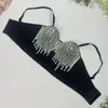 Ropa interior sexy para fiesta en discoteca, top sin tirantes adornado con diamantes, bustier corto elegante con soporte de ballena
