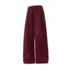 Calça de Moletom Masculina Europeia e Americana com Forro de Lã para Comércio Exterior Transfronteiriço, com Cordão na Cintura, Corte Reto Largo Solto, Calça Esportiva Longa com Bolsos
