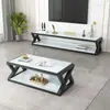 Juego de Mueble para TV y Mesa de Centro, Mesa de Té Simple Moderna para Sala de Estar, Vidrio Templado, Dormitorio, Uso Doméstico, Mueble para TV para Apartamento Pequeño