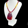 Colgante de Cera de Miel de Ámbar Natural Optimizado Colgante de Gota de Agua Colgante de Ámbar Rojo Collar de Ámbar de Línea de Sangre Unisex
