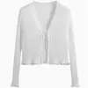 Camisa de Protección Solar Ajustada para Mujer con Lazos Laterales, Ropa Exterior de Canalé, Top Delgado de Manga Larga, Negro, Talla Única, Blanco, Verde