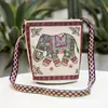 Nova Bolsa Transversal Grande Bordada a Ouro de Dupla Face Como Bolsa de Ombro de Lona Bordada Pavão Bolsa de Barraca Gombo Cinto de Flor Camada Única