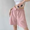 Shorts Esportivos Branco Roxo Feminino Verão Solto plus size Cintura Alta Casual Perna Larga Calças com Tiras Combina com Tudo Roupa de Cima