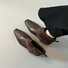Botines Cuadrados Retro Franceses para Mujer 2026 Otoño/Invierno Nuevo Estilo Botas Martin de Temperamento Botas para Pantalón con Plataforma Oculta Botas Adelgazantes