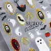 Adesivos de Arte para Unhas Halloween em Relevo 5D com Borda Dourada, Fantasma, Abóbora, Morcego, Teia de Aranha, Festa de Feriado de Horror